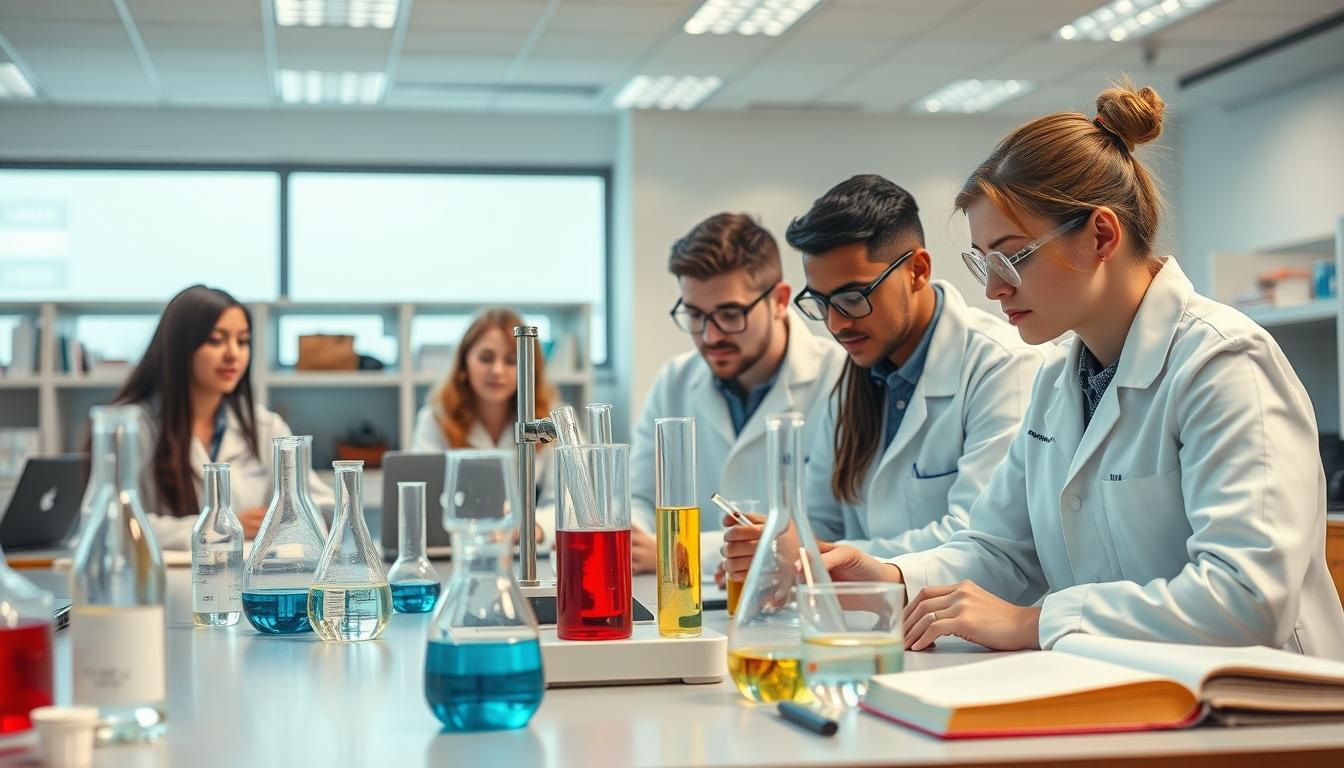 Student using a study guide to organize academic notes